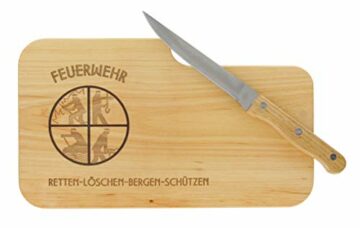 Jausenbrett mit Messer "Feuerwehr retten-bergen-löschen-schützen"