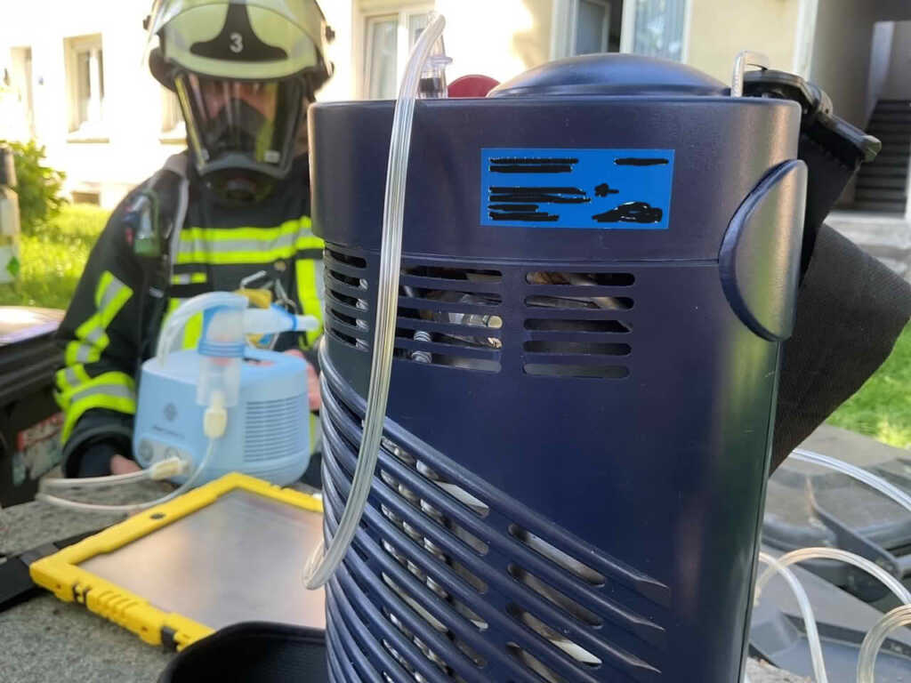 Sauerstoffaustritt an einem Heimbeatmungsgerät