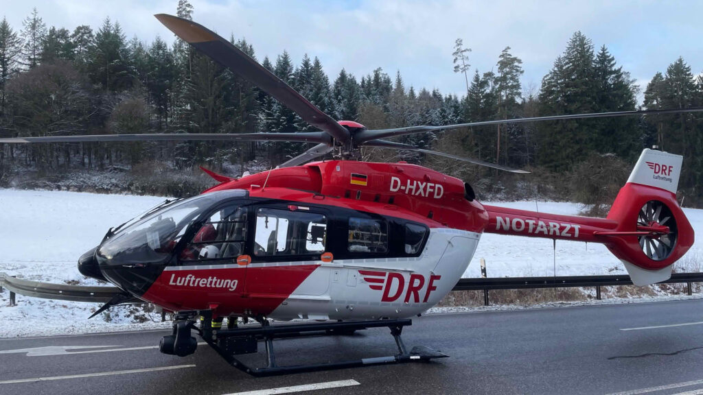 Rettungshubschrauber an der Einsatzstelle