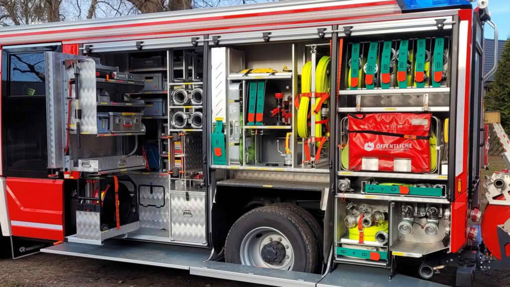 Feuerwehrfahrzeug mit Ausrüstung