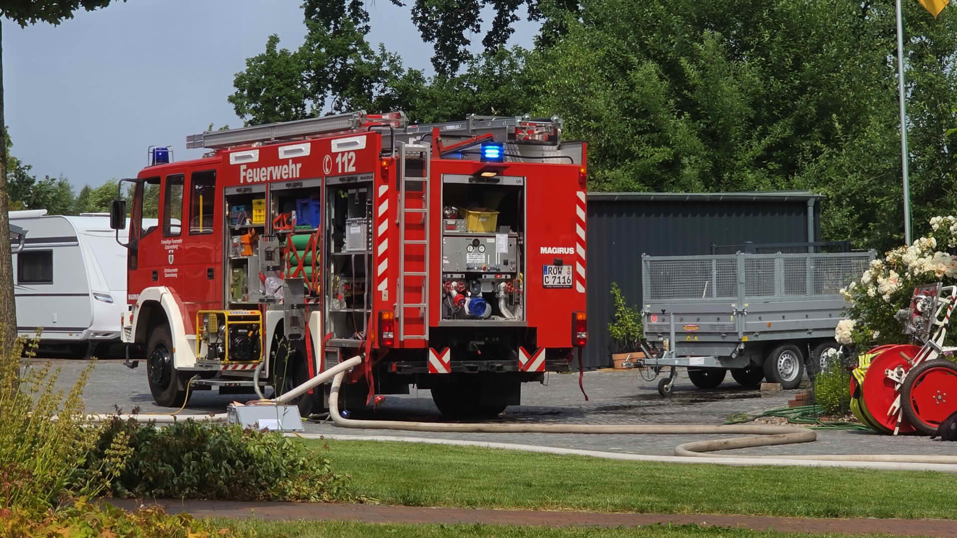 Die Feuerwehr an der Einsatzstelle